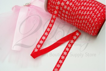 Fold Over Elastic, Snowflake Silver Foil Print - 2m length